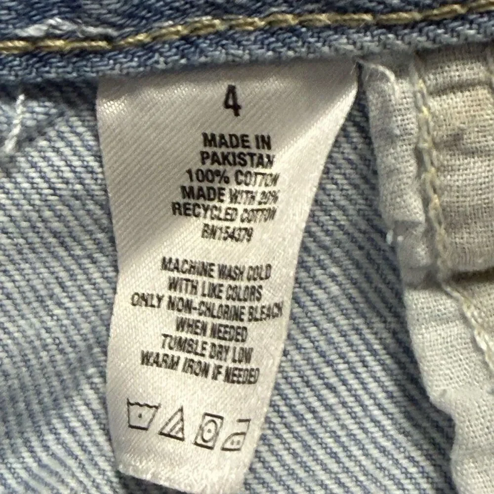 Aeropostale Baggy Jort Shorts Women’s 4 Blue Low Rise Baggy Denim Light Wash